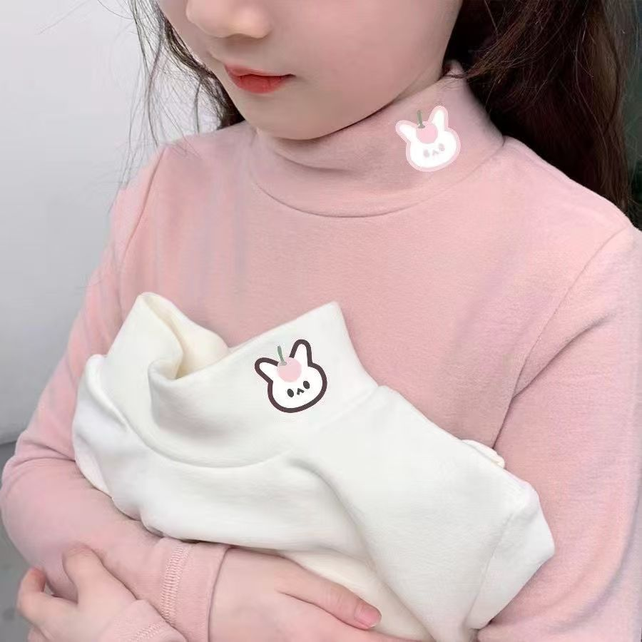 儿童加厚双面德绒宝宝高领长袖打底衫T恤洋气女童内搭上衣打底衫F