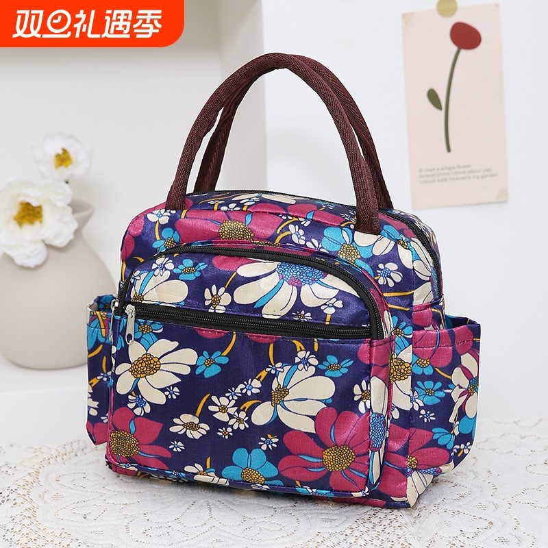 手提包女加厚中年单肩包防水牛津布包大容量便当带饭包小包饭盒袋