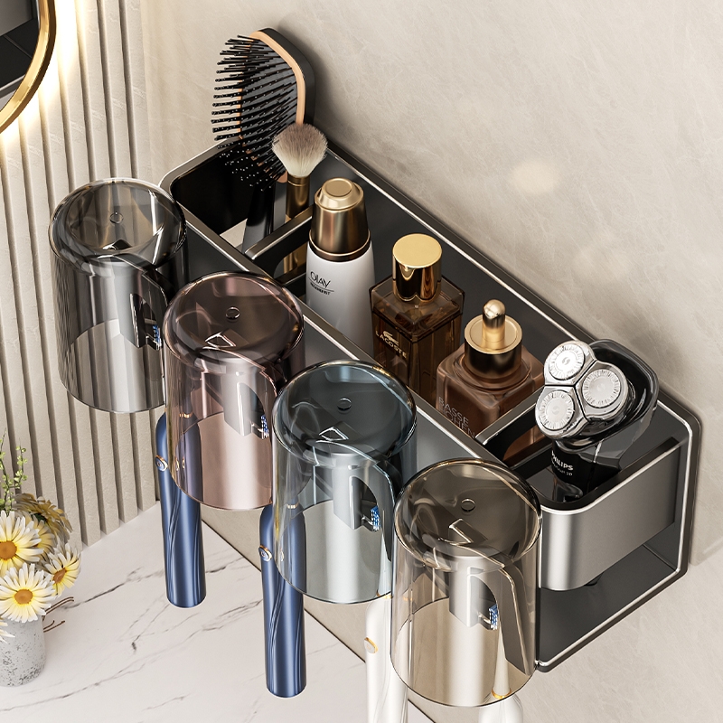 牙刷置物架免打孔刷牙杯漱口杯架子壁挂式卫生间家庭电动牙具挂架