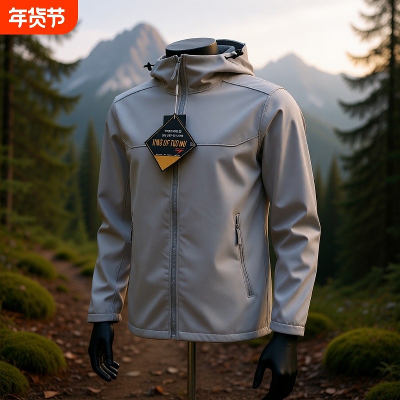 2025秋冬季新款抓绒外套男户外休闲运动修身开衫夹克外防水内胆