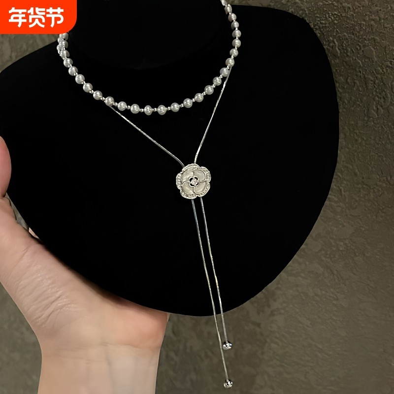 诸暨淡水珍珠项链女白茶花毛衣链秋日奢宠蛇骨链礼物小米珠送妈妈