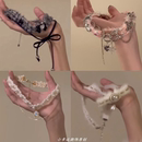 千金小香 毛绒绒灰色蝴蝶结双层项链锁骨链甜酷风秋冬本命choker