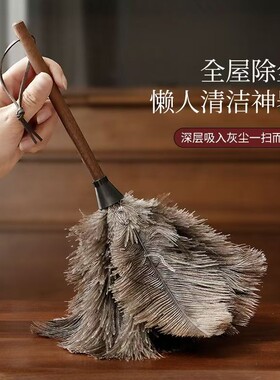 鸵鸟毛除尘掸子扫灰不掉毛家用鸡毛掸静电毛刷子灰尘吸附清理神器
