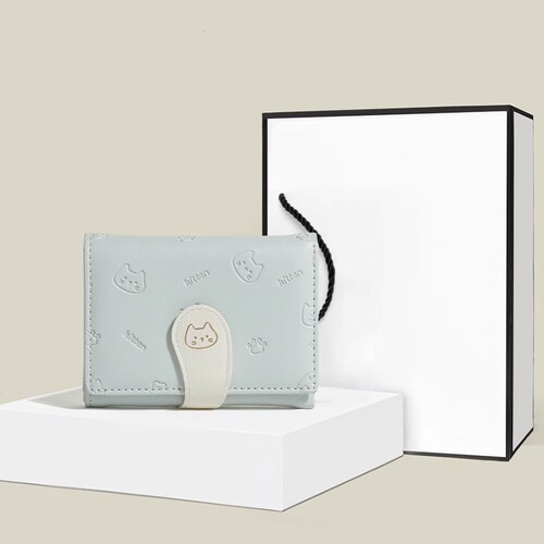 MOONLIGHTMORIA卡通可爱猫咪钱包2026新款三折多卡位卡包证件零钱