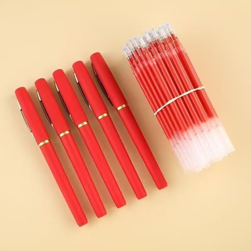 红色巨无霸中性笔红笔0.5 0.7 1.0mm加粗笔学校教师专用