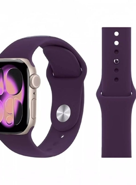 适用applewatch10手表带苹果S9手表iwatch11硅胶S10女S8/S7腕带s8/SE7S6夏季ultra运动配件潮粉色黑色紫色