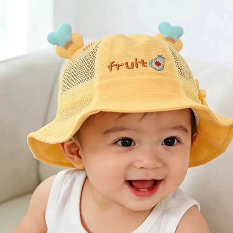 婴儿帽子夏薄款遮阳帽新款季女宝宝渔夫帽男童婴幼儿盆帽防晒帽子