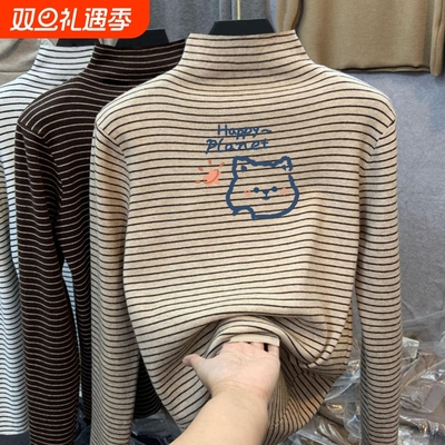 男女童半高领儿童德绒打底衫秋冬加绒厚长袖T恤宝宝内搭秋衣上衣