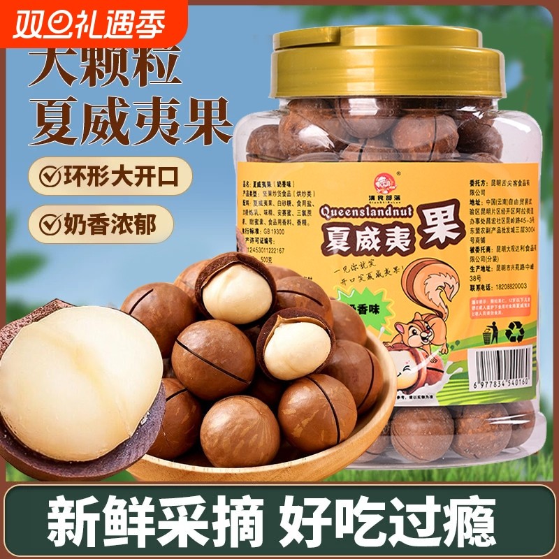 云南夏威夷果500g果粒罐装坚果孕妇休闲零食果仁批发原味好吃炒货