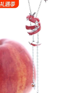 苹果切片项链女红色苹果吊坠颈链小众设计高级感甜酷锁骨链
