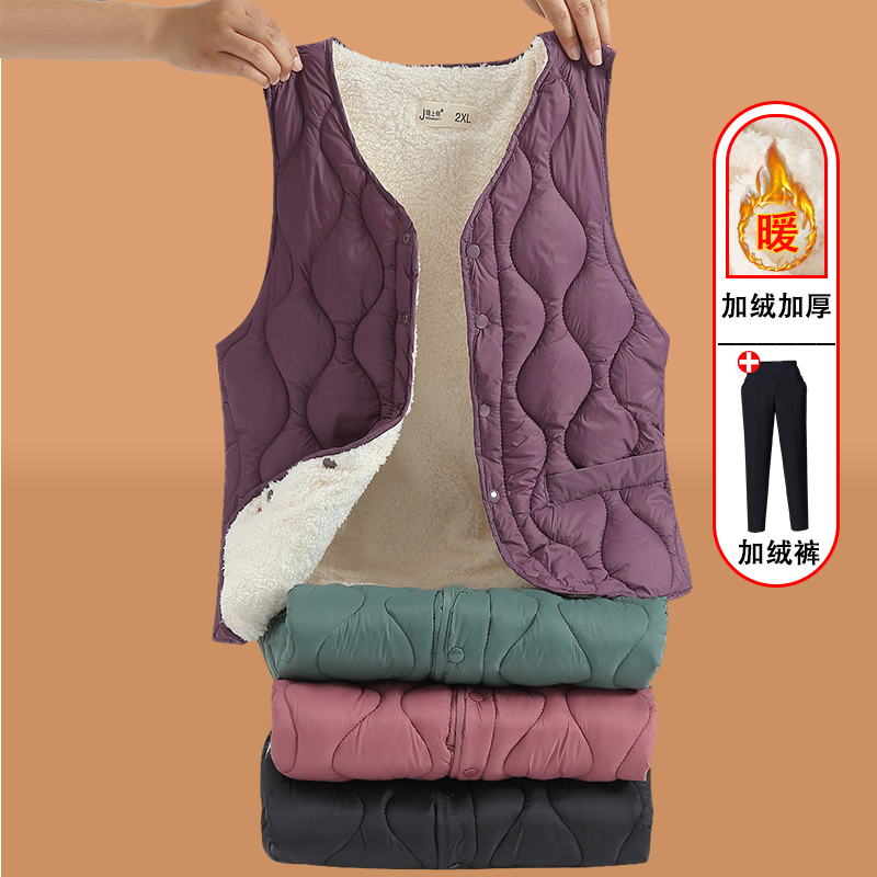 中老年人冬装保暖马甲女奶奶内穿加绒加厚背心妈妈马夹老太太夹棉