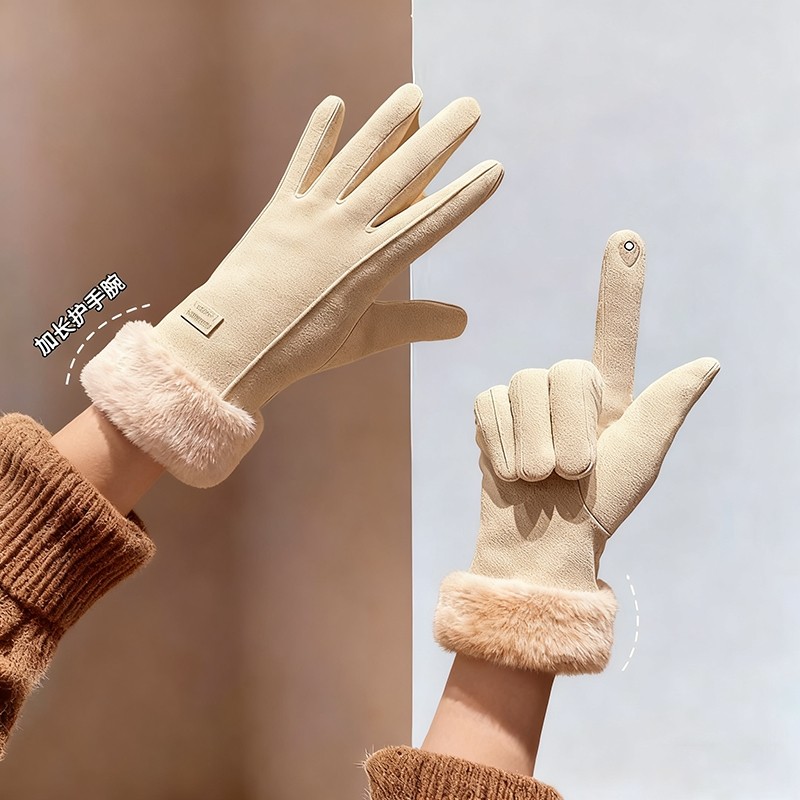 冬天保暖手套女可触屏加绒加厚2025新款开车骑车滑雪防冻防寒防风