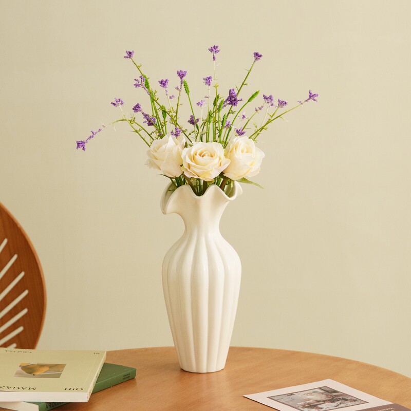 法式陶瓷花瓶餐桌客厅摆件水培鲜花仿真花插花轻奢高级感家居装饰