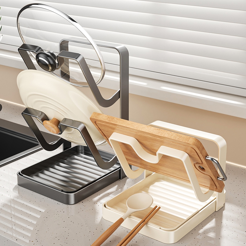 锅盖架台面厨房置物架多功能锅铲收纳架锅盖架子菜板砧板壁挂单层