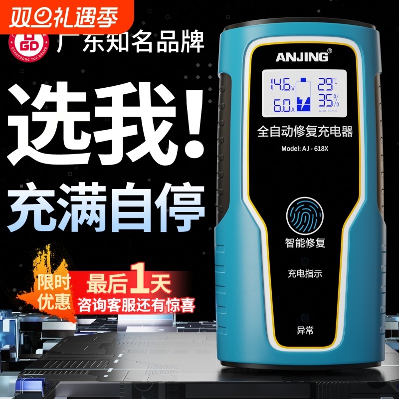 智能12v24V伏汽车电瓶充电器摩托车通用铅酸蓄电池脉冲修复充电