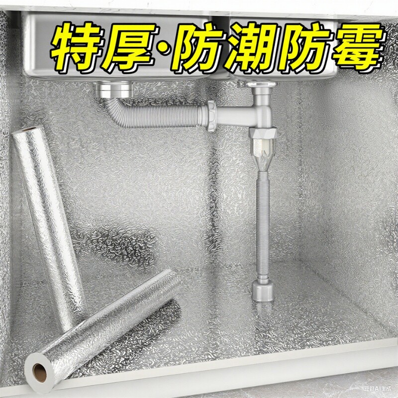 厨房防水锡箔纸橱柜防油防潮贴纸加厚保护膜柜子自粘铝箔纸灶台