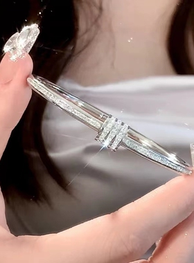 新款欧美钛钢小蛮腰手镯女风镶钻手环女不锈钢暗扣手镯简约手环女
