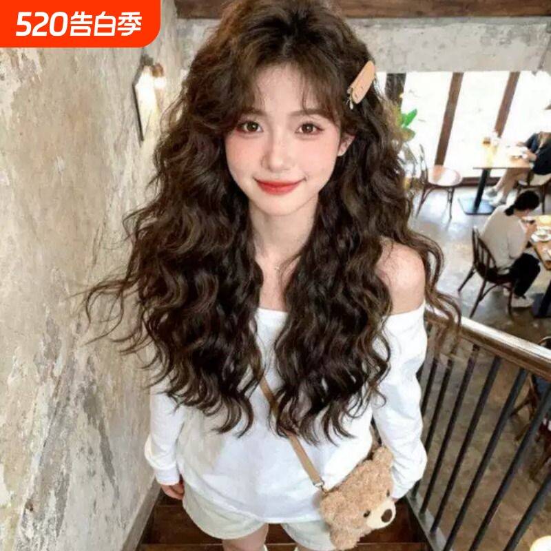 假发全头套女仿真自然减龄羊毛卷蓬松氛围感长卷发日常整顶假发套