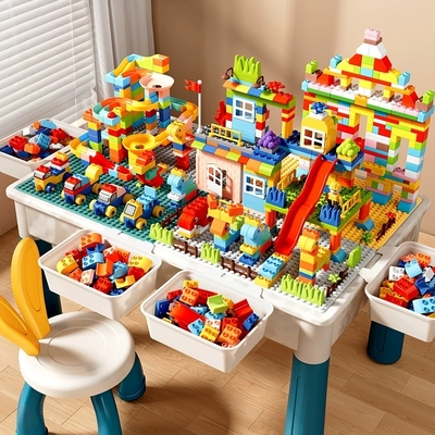 儿童大颗粒拼插积木桌|千人加购