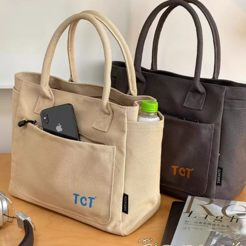 日系ins文艺休闲百搭帆布包包女 大容量手提袋学生上课通勤托特包