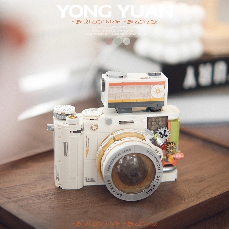 兼容乐高机械复古照相机积木拼装拍立得模型摆件玩具男孩生日礼物