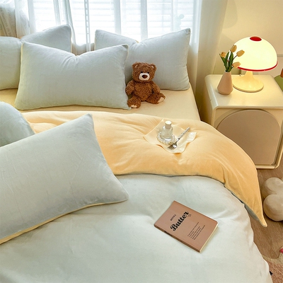 2025新款牛奶绒四件套冬季加厚法兰珊瑚绒被套床单宿舍床品三件套