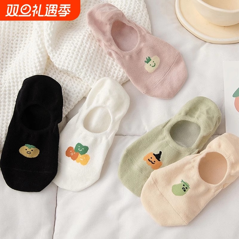 船袜女夏季薄款浅口无骨隐形防滑脱不掉跟纯棉防臭夏天脚底短袜
