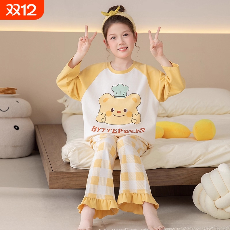 2025新款女童长袖睡衣卡通家居服