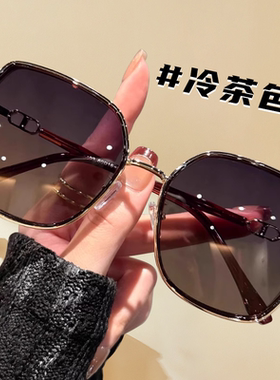 墨镜女2025偏光防紫外线新款太阳镜夏季高级感闪粉设计大框方圆脸