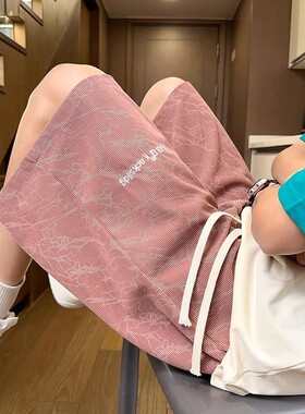 美式运动篮球短裤男款夏季五分中裤外穿男士大码休闲裤子粉色绿色