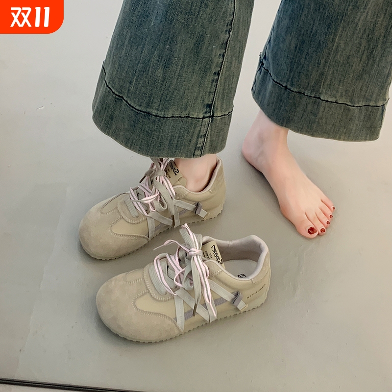 复古轻便系带阿甘德训鞋女2025秋季新款百搭厚底运动女鞋休闲板鞋
