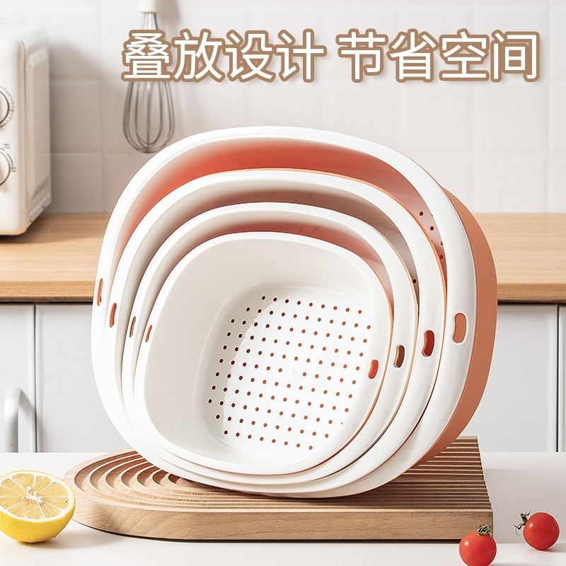 新款双层洗菜篮沥水篮塑料加厚菜篓家用厨房洗菜盆特大号收纳实用,餐饮具,果盆/果盘/果篮,淘宝优惠券,粉丝福利购,淘宝优惠卷