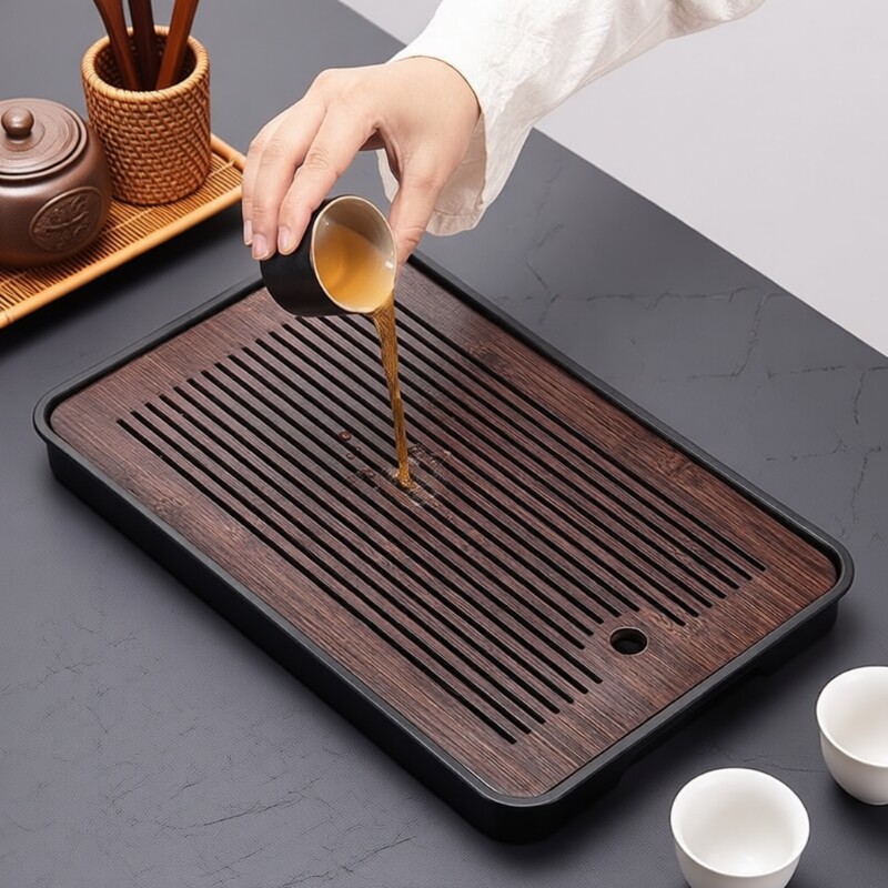小型竹制茶盘家用沥水干泡盘图片