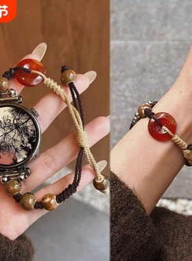 陶瓷适用华为GT5表带新款gt4串珠GT3智能手表watch5男女款腕带夏天小米watchs4高级新中式41mm古风女表国风