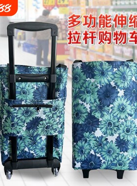 买菜小拉车拖车折叠便携手拉车家用购物袋老人超市买菜行李拉杆车