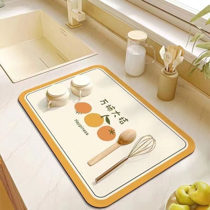 速干厨房沥水垫小清新风水池台面硅藻泥吸水垫家用隔热防烫餐桌垫