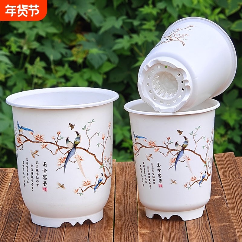 仿陶瓷兰花盆新款高筒古典加厚桌面办公室大号君子兰草专用盆栽盆