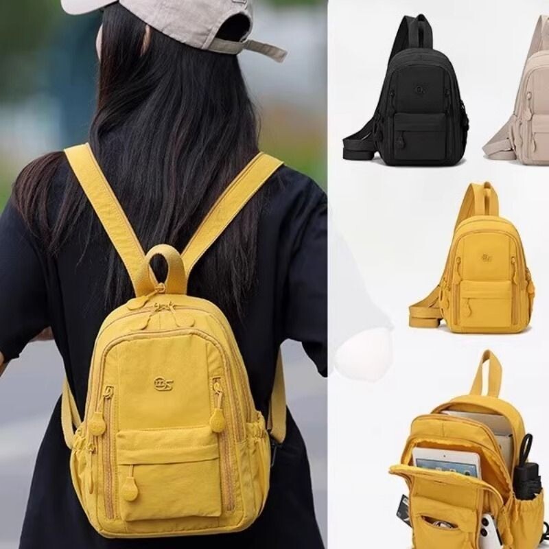 一包五用 新款多功能多层时尚百搭双肩包胸包休闲斜挎包轻便