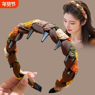 秋冬齿梳发箍女2026新款高级感高颅顶头箍防滑压发发卡头饰短发