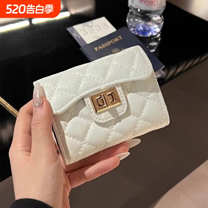 小香风菱格奶糯卡包欧美软皮驾驶证零钱包女短款便捷式多卡位卡夹