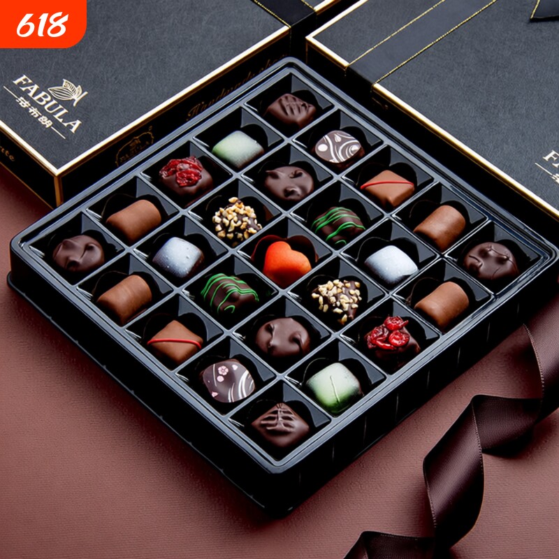 纯可可脂巧克力礼盒装比利时进口料生日礼物520送老婆仪式感手工