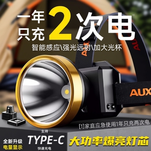 对标公牛超长续航头灯2025新款 照明灯钓鱼户外专用 强光超亮头戴式