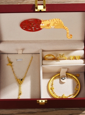 假三金首饰一套结婚仿真五金套装订婚摆台道具婚礼嫁妆假黄金手镯