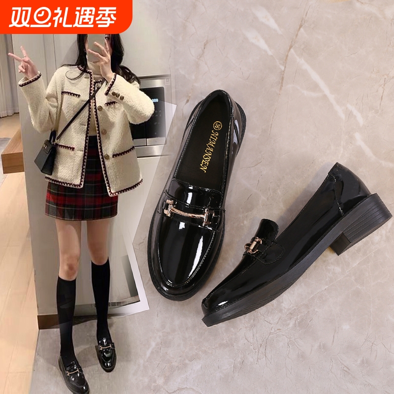 软底小皮鞋乐福鞋女2025新款春秋英伦风鞋子平底百搭黑色豆豆单鞋