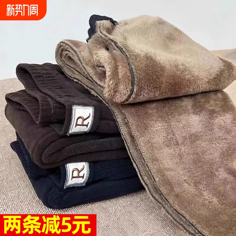 中年妈妈裤秋冬女中老年人春秋哈伦裤冬款长裤加绒直筒裤加厚绒