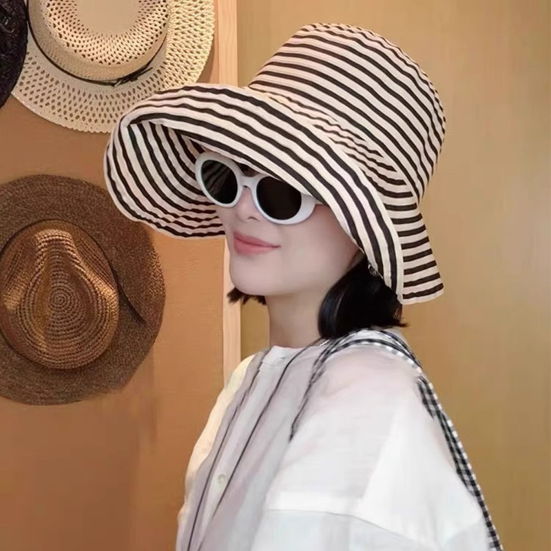 黑白条纹渔夫帽子女胶片日记优雅