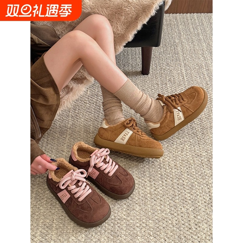 贾不假雪地靴女款2025新款秋冬季时尚洋气德训鞋厚底加绒保暖棉鞋