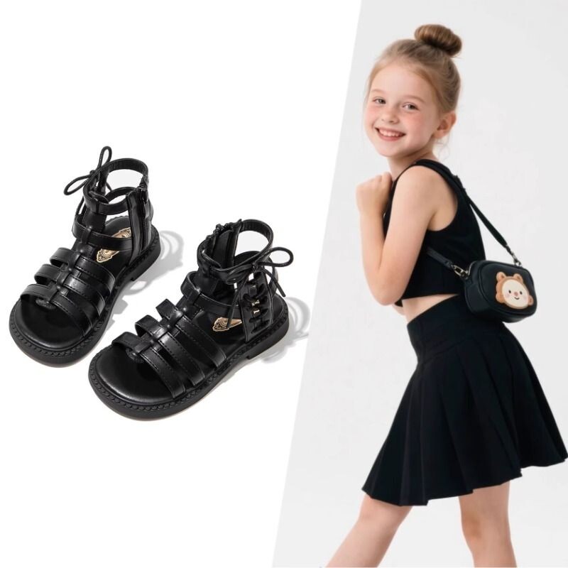 女童鞋子儿童公主罗马凉鞋2025新款夏季夏款小女孩大童软底女宝宝