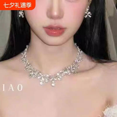 复古水滴流苏项链耳环套装银色