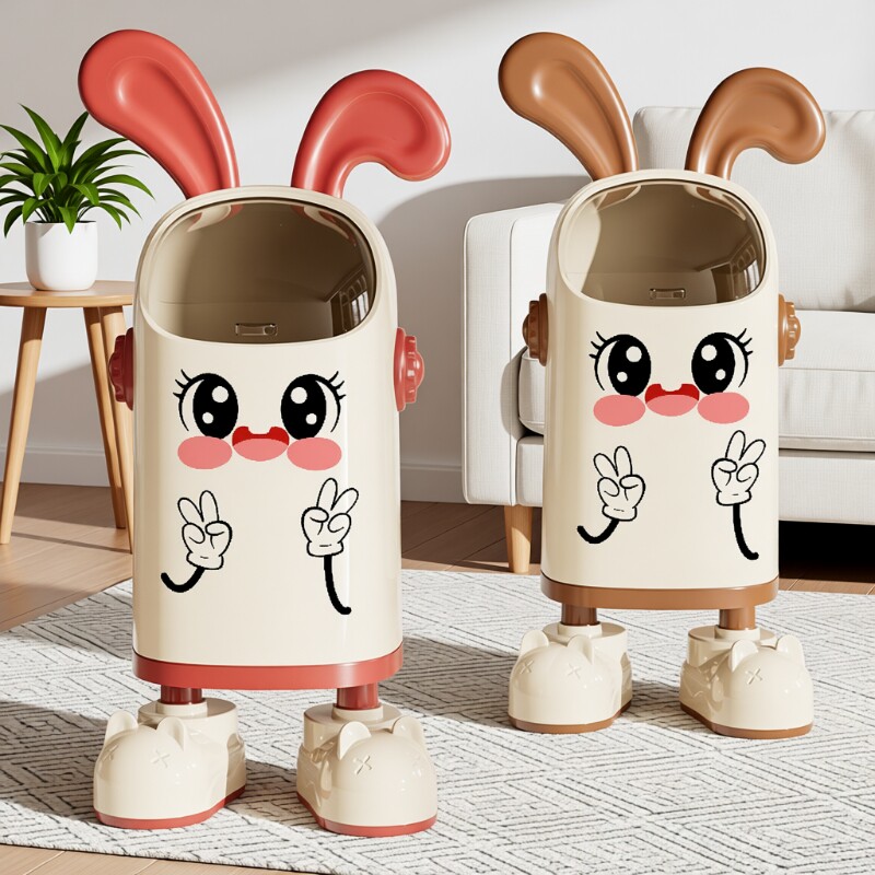 兔子垃圾桶家用可爱高颜值客厅卧室收纳大容量带盖加厚简约滑轮